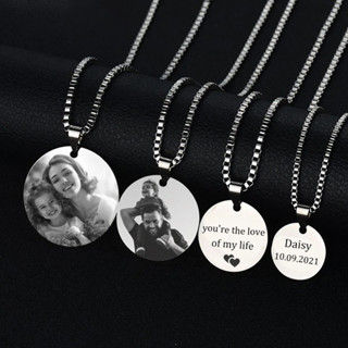 Colar Personalizado Com Foto Pingente Redondo Colar Aço Inoxidável Masculino Femininopingente Masculino Aço Inoxidável Pingente Com Foto Personalizados Presente Para Namorado/namorada