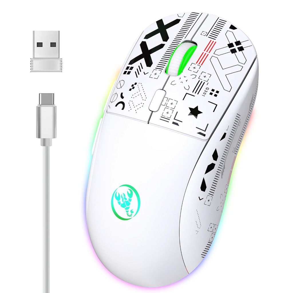 hxsj T90 2.4G Mouse Sem Fio RGB De Jogos Ergonômico