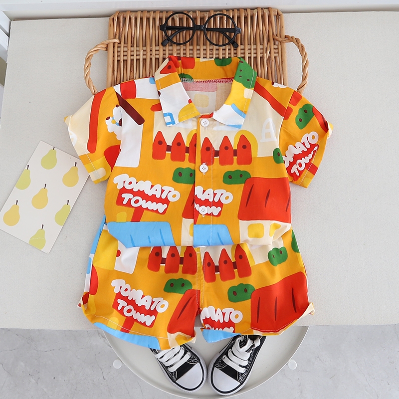 Roupas De Algodão Para Crianças Baby Sport Boys Causal Full Printe Dinossauro Camisa Calções 2Pcs/Sets Infant Kids Fashion Toddler