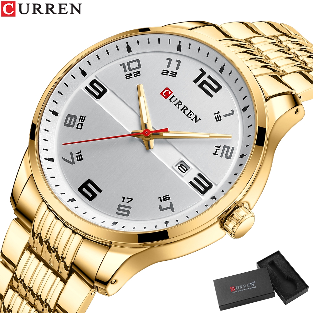 Relógios Masculinos CURREN Marca Original De Luxo Moda Casual Simples Esportes Empresariais De Aço Inoxidável Quartzo Impermeável Com Caixa 8411