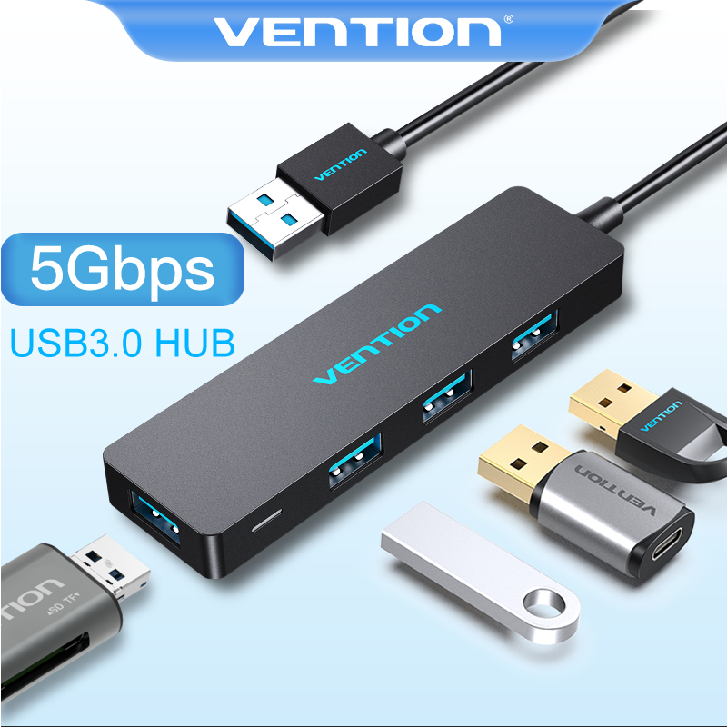 Vention USB Hub 4 Port USB 3.0 Hub Ultra-Slim Data Hub Splitter Super Speed for Mac Pro Surface Pro PC Flash Drive