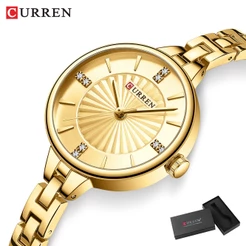 Novo Relógio CURREN Feminino Marca Original Luxo Genuíno De Aço Inoxidável Pequeno Discador Simples De Lazer Negócios Esportivos Quartzo Analógico À Prova D'água 9097