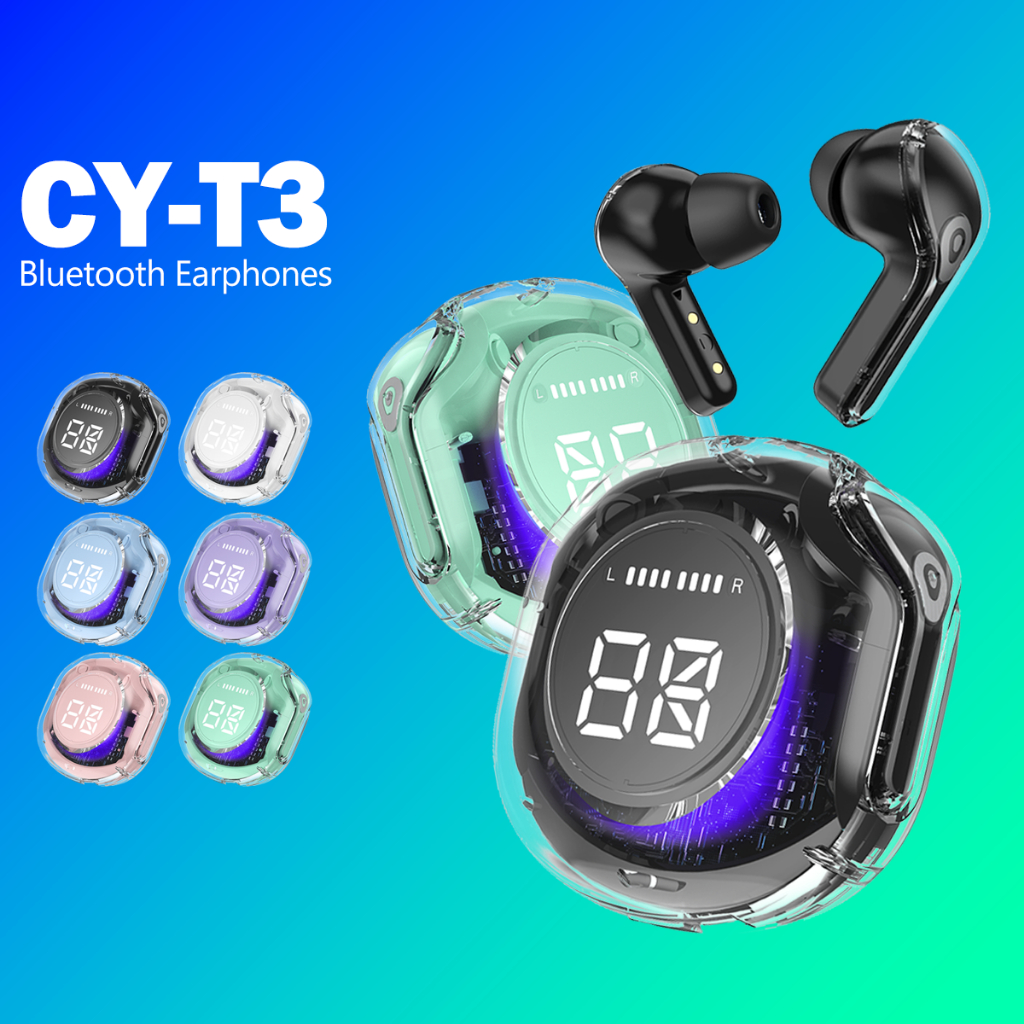 CY-T3 TWS Fone De Ouvido Sem Fio Bluetooth 5.3 Fones Para Jogos Esportivos Com Redução De Ruído Controle Digital De Toque Baixo