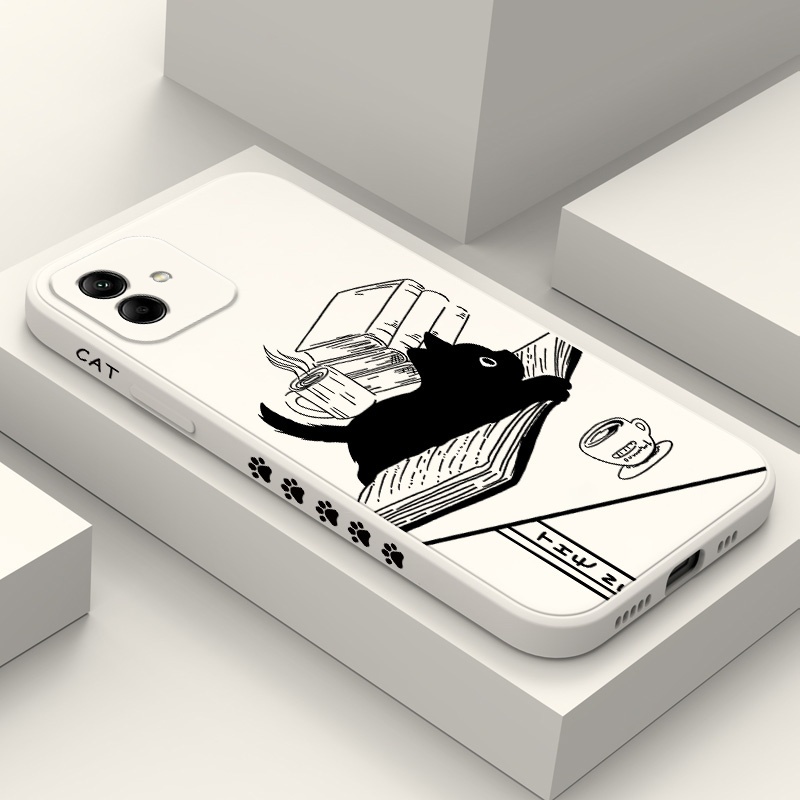 Mesa Gato Caso De Telefone Para Samsung Galaxy A17 A07 A56 A36 A26 A16 A06 A15 A25 A35 A55 A05 A05S 4G 5G Silicone Líqui