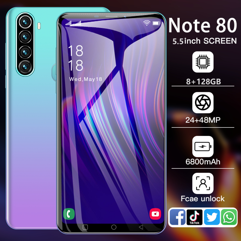 Note80 Celular 8+128GB Telefone Android Celular Barato 24 + 48MP