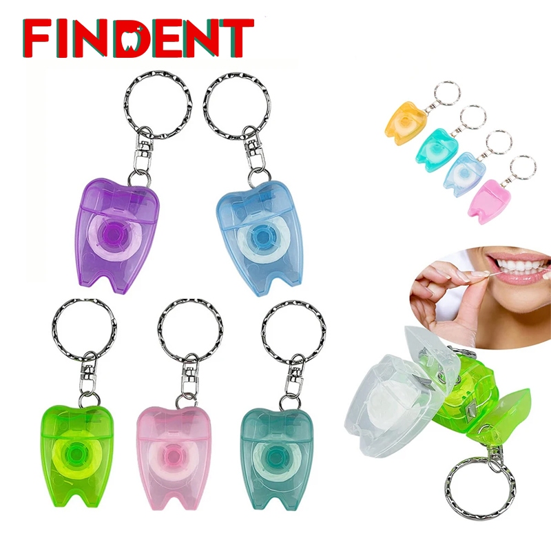 30pcs 15M Fio Dental Chaveiro Care Oral Pick Limpeza Dentária Higiene Saúde Portátil Presentes