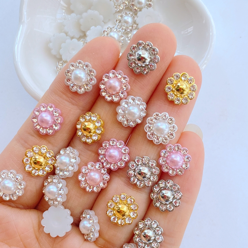 50pcs Branco Falso Pérola Strass Flatback Base De Cabochon Para Fazer Você Mesmo Joias E Acessórios De Cabelo50 , DIY