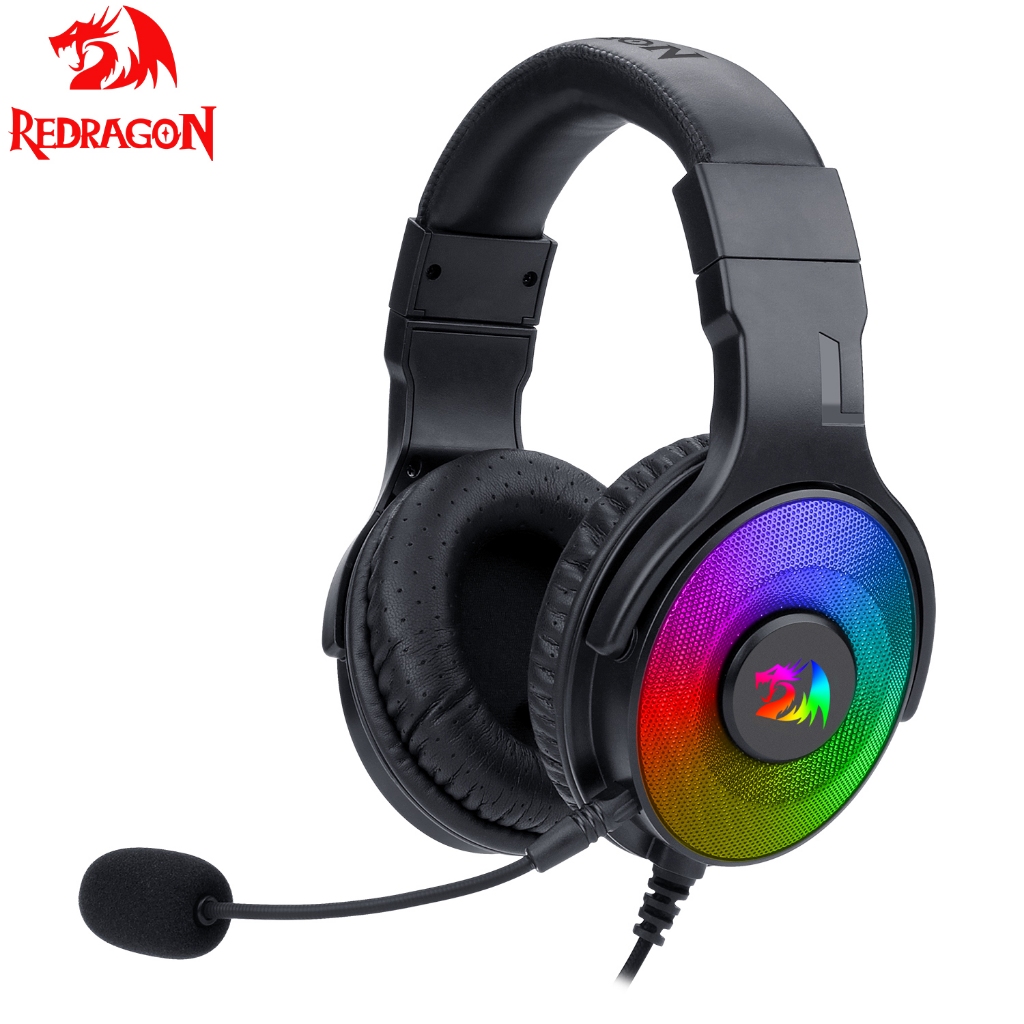 Redragon Fone De Ouvido Pandora H350RGB Backlight Para Jogos/Headphone Com Microfone USB Surround sound