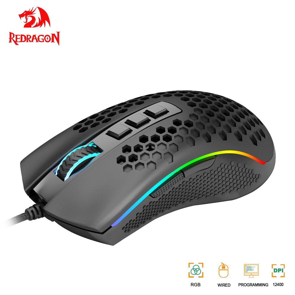 Redragon Storm M808 Mouse Gamer RGB com fio USB 12400 DPI mouses em Oferta na Shopee