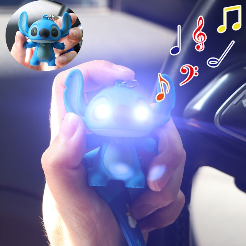 Stitch LED Som Eu Te Amo Chaveiro Anime Figuras Dos Desenhos Animados Brilhante Luz Da Noite Ponto Anjo Novidade Pingent