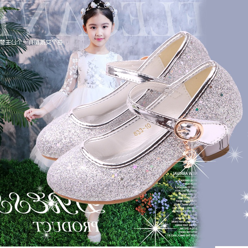 Sapato Infantil Menina Elegante Confortável Princesa de Cristal Salto Alto Aniversário de Casamento Sapatos de Dança