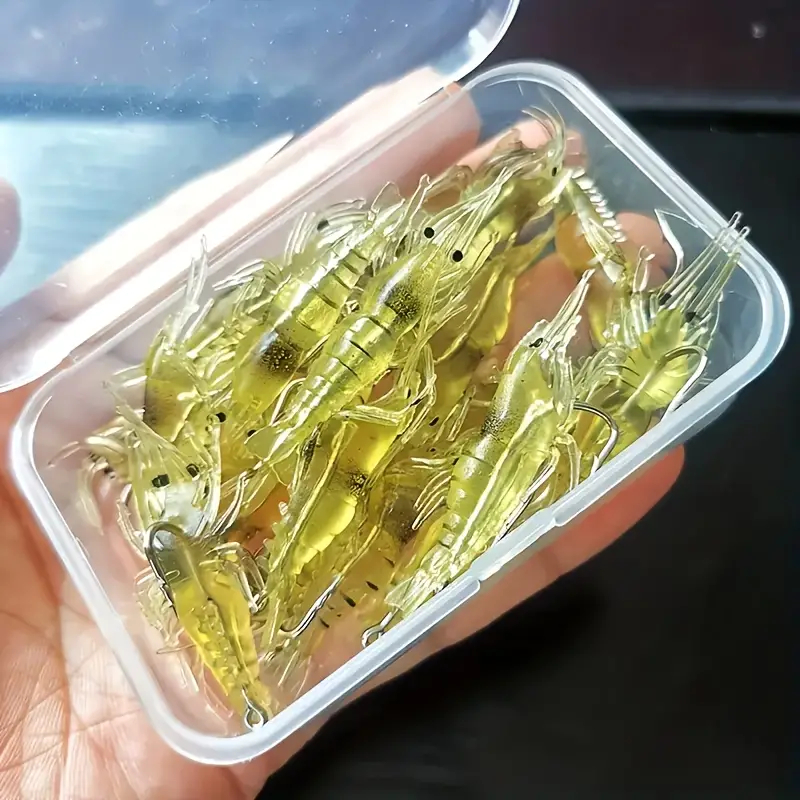 10pcs Iscas Macias De Pesca De Camarão Em Silicone , Luminosas Artificiais Para Ao Ar Livre
