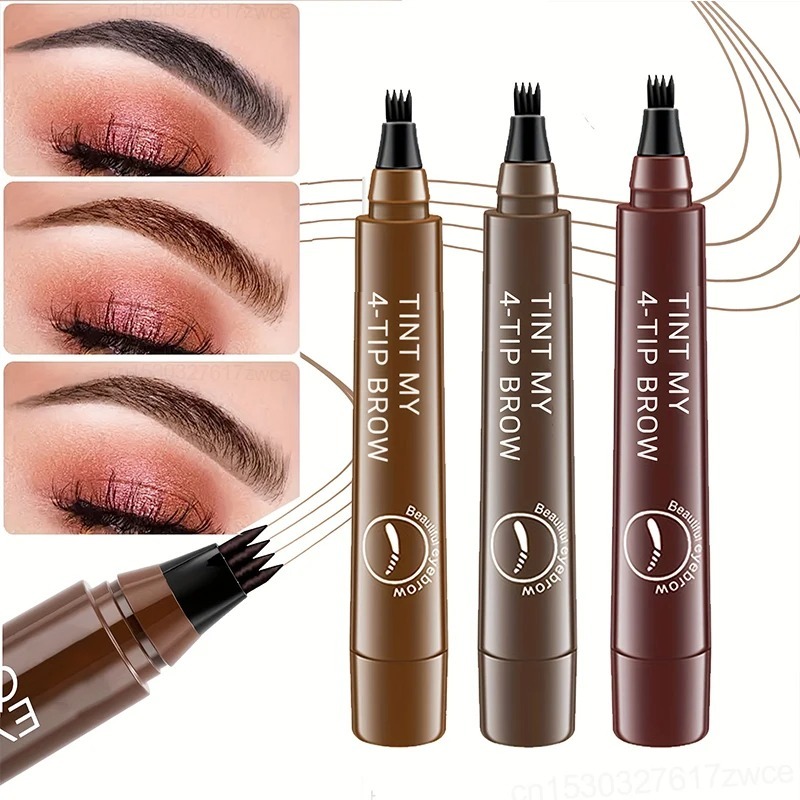 Lápis Para Sobrancelhas De 4 Pontos Maquillajes Mujer Caneta Líquida À Prova D'água Maquiagem Microblade Brow Pencil Cosmético De Longa Duração