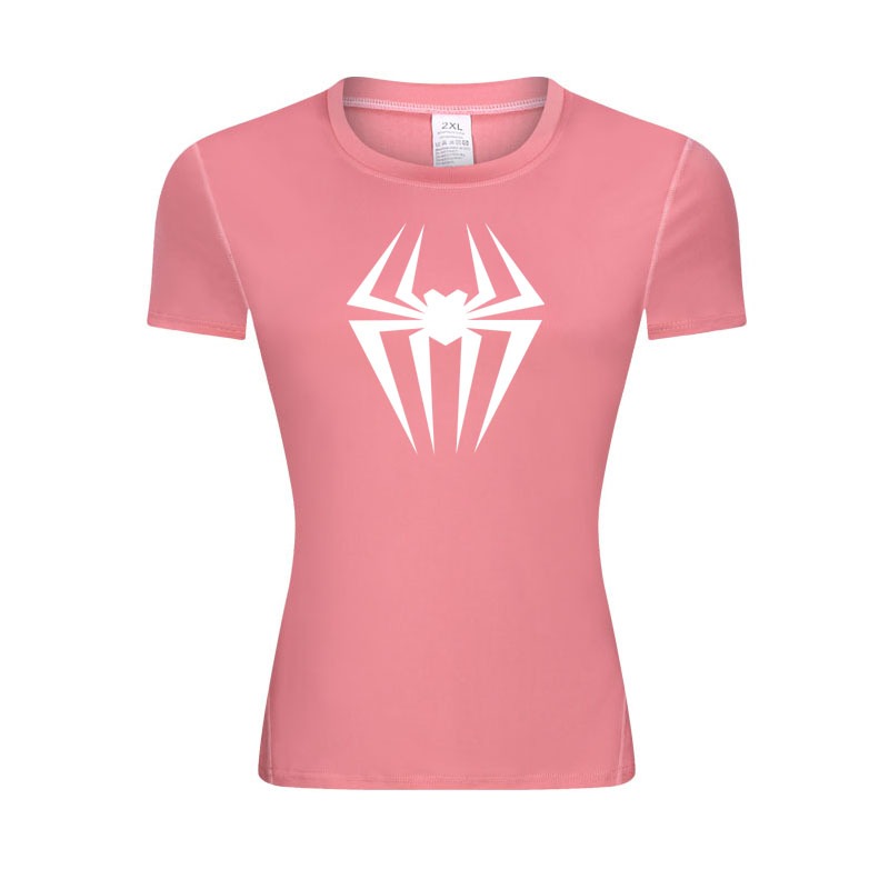 Spider-Man Sports Short Sleeve T-Shirt Women's Compression Short Sleeve Running Quick-Drying Gym Yoga