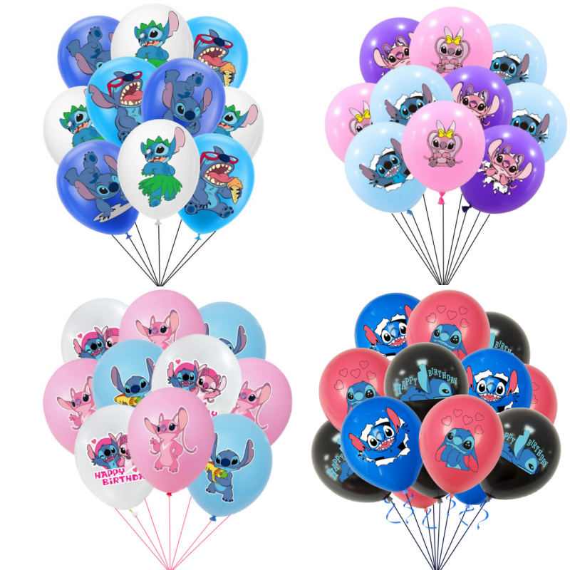 10pcs 12Inch Disney Lilo E Stitch Latex Balloon Set Globo Boy Girl's Birthday Party Decorações Festa De Aniversário De Bebê Ducha Kid Toy