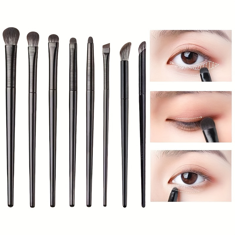 8Pcs/Set Eyeshadow Brush Maquiagem Natural Eye Makeup Eyebrow Contour Eyeliner Women Eyes Cosmetic Blending Detalhe De