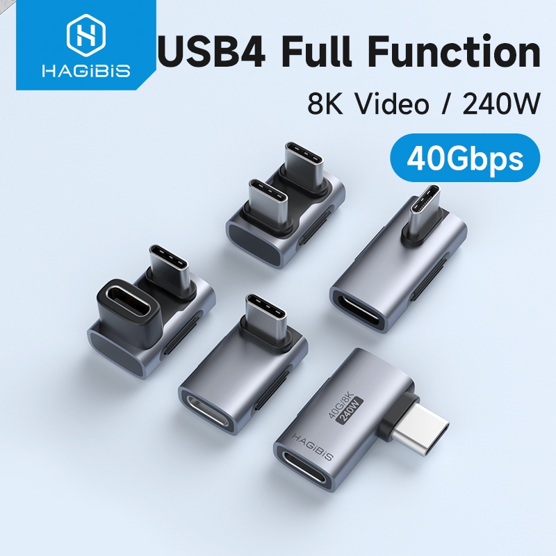 Adaptador Hagibis USB C Para 40 Gbps 8K 60Hz Conversor De 90 Graus USB4 Thunderbolt 4/3 MacBook iPhone 16/15 Pro Tablet em Oferta na Shopee