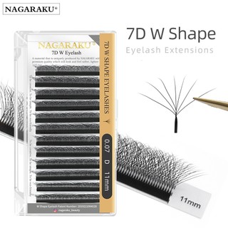 NAGARAKU 7D W Shape Premade Flower Eyelash Extensões De Pestanas De Luz Suave Natural Sete Folhas Densas Cheias em Oferta na Shopee
