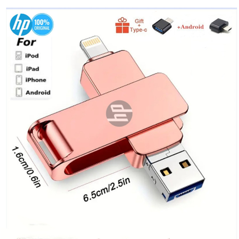 HP 2TB USB3.0 4 Em 1 OTG Flash Drive Metal À Prova D'água Alta Velocidade 1TB 512GB 256GB 128GB 64g U pendrive De Disco Para iphone