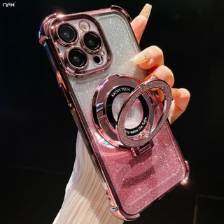 Glitter De Luxo Com Capa De Suporte Magnético Compatível Para iPhone 15 14 13 12 11 Pro Max À Prova De Choque em Oferta na Shopee