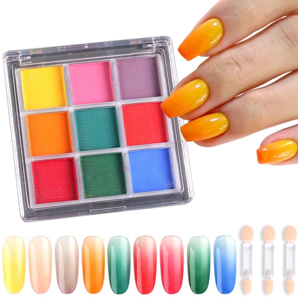 9 Cores Pigmento Neon Em Pó Para Unhas Fluorescente Sólido Conjunto De Pigmentos Fluorescentes De Verão Arte De Fósforo Ombre Pigment