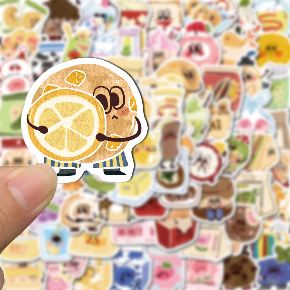 Novos 100pcs Adesivos de Cartoon Fofos para Batalha de Comida, Diário DIY, Case de Celular, iPad, Decoração à Prova