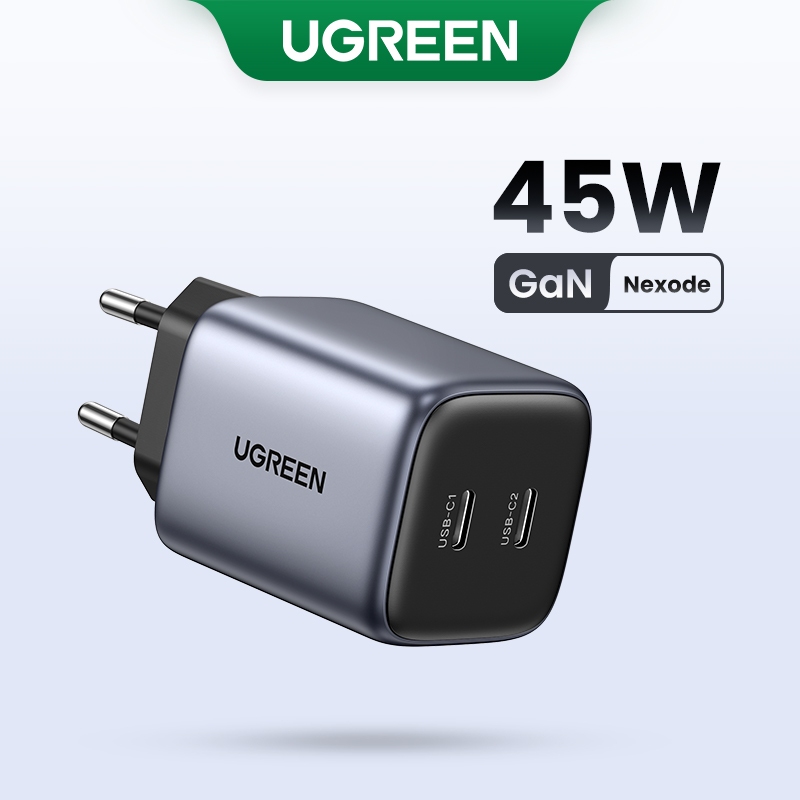 Carregador UGREEN PPS 45W GaN Com Portas USB Duplas Tipo C Carregamento Rápido Para iPad pro mini SAMSUNG S23 Iphone - Mobile & Gadgets