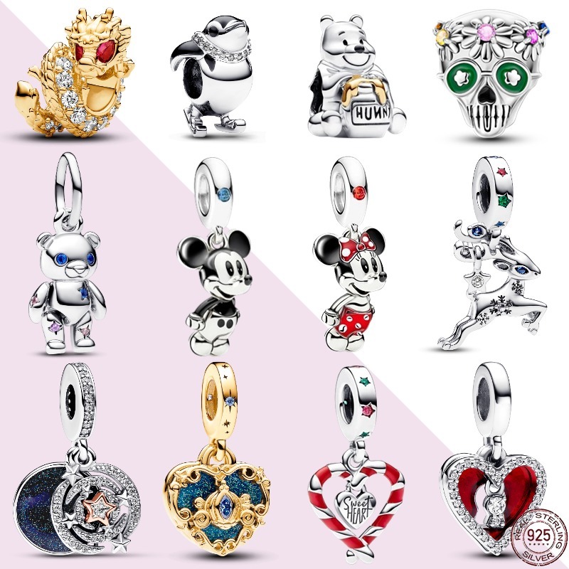 2024 Novo Estilo de Venda a Quente Mickey Minnie Pendant Adequado para Pulseira Pan Charme Original Jóias Femininas