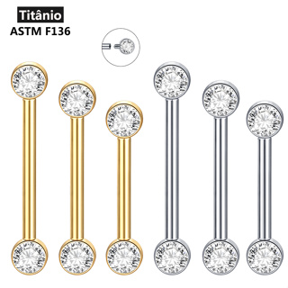SWANJO Implante Grau Titânio Piercing Mamilo Roscado Interno Barbell Com CZ Set Ball Ends Jóias Corporais De Feminino Piercing em Oferta na Shopee
