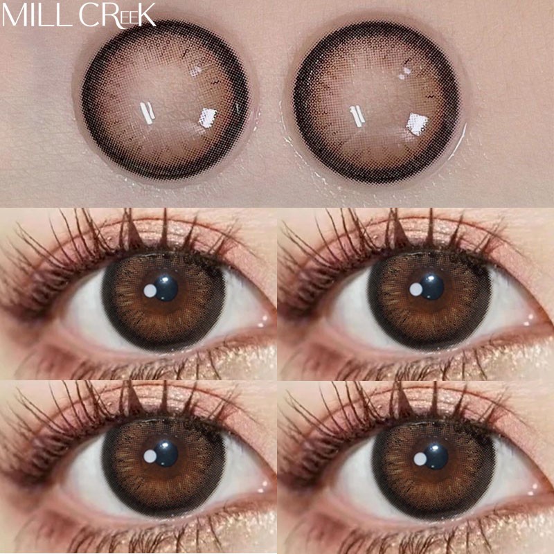 Mill Creek Lentes De Contato Marrons 0 Graus Estilo Diário natural 6 Meses Usam 14,2/14,0/14,5mm Cosméticos Para Os Olhos Das Mulheres Hidrogel Macias E Confortáveis