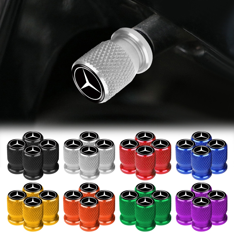 4pcs Pneus De Alumínio Para Carro Tampa Roscada Anti-Vazamento Logotipo Do Da Válvula Roda Mercedes Benz Classe W212 W211 W210 W203 W204 W205 CLA GLK CLS A C E
