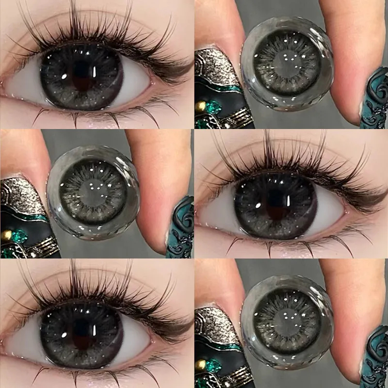 Yimeixi 1 Par Lentes De Contato Cinza Escuro Natural Olhos Grandes Extra 14,0/14,2/14,5mm Diâmetro Grande Hidrogel Suaves 0 Grau em Oferta na Shopee