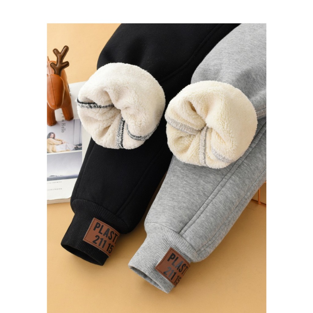 Crianças Meninos Calças De Pelúcia Inverno Grosso Quente Carta Cintura Elástica Ao Ar Livre Roupas Esportivas em Oferta na Shopee