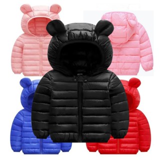 Jaqueta leve com capuz dos meninos de 1-5 anos, roupas quentes do inverno do bebê das meninas em Oferta na Shopee