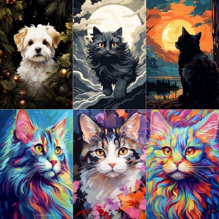 DROFE-Pintura Numerada Terapêutica-decoracao de-Gato Psicodélico em Oferta na Shopee