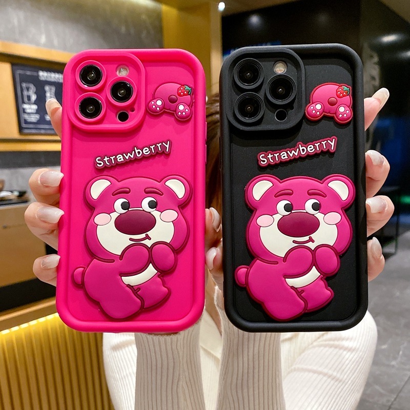 Para Samsung S26 S25 S24 S20 S21 S23 FE S22 Plus Ultra A57 A56 A55 A17 A16 A15 A14 A05S A07 A06 Pequeno Urso Caso De Tel