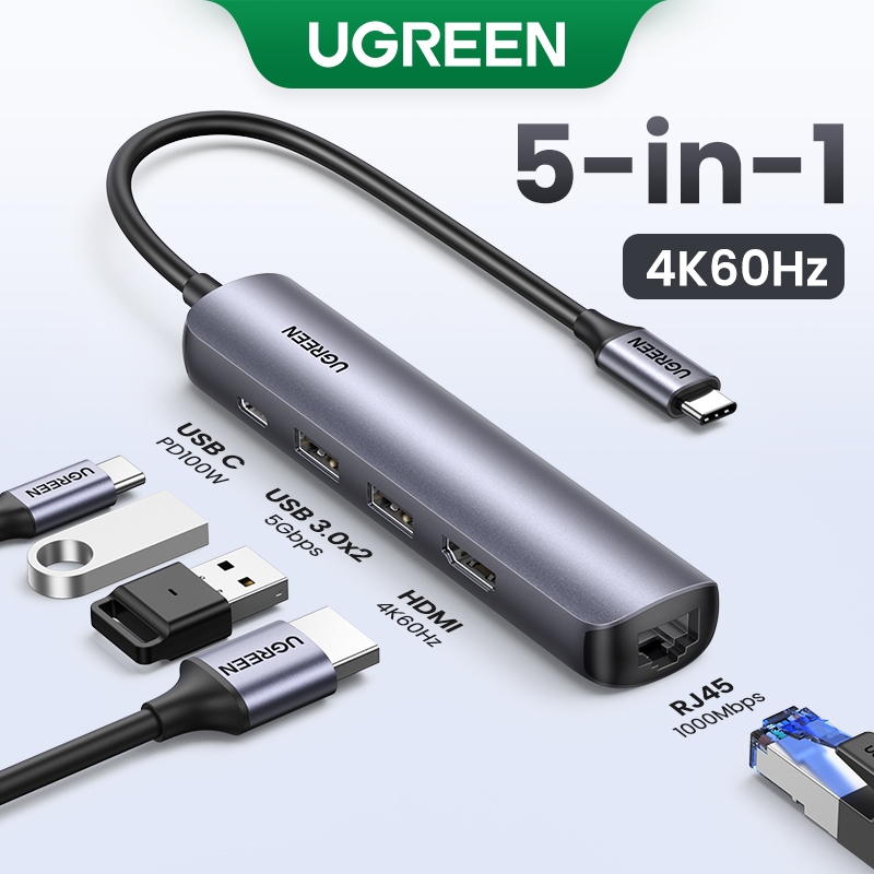 Ugreen Usb Hub C Tamanho Mini Usb Tipo C 3.1 Para Rj45 4k Hdmi Usb 3.0 Otg Adaptador Usb Splitter compatible for Macbook Pro