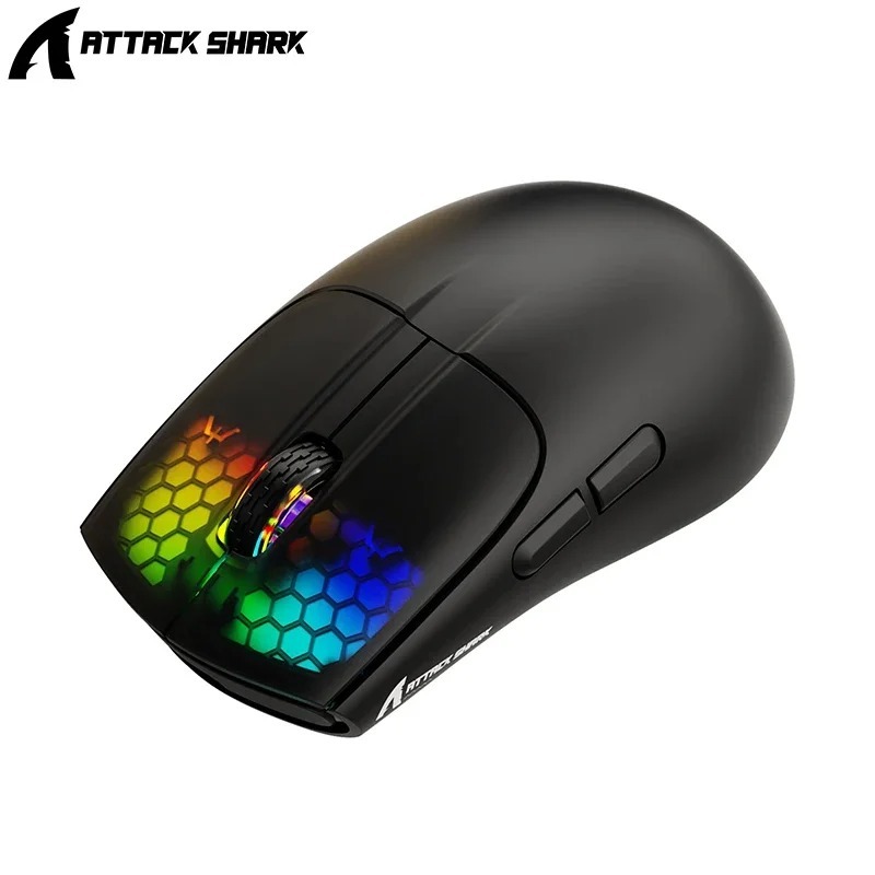 Attack Shark X5 RGB Mouse gamer Sem Fio Recarregável Bluetooth 2.4G , Conexão Tri-Mode , PAW3212 Para PC Tablet Desktop