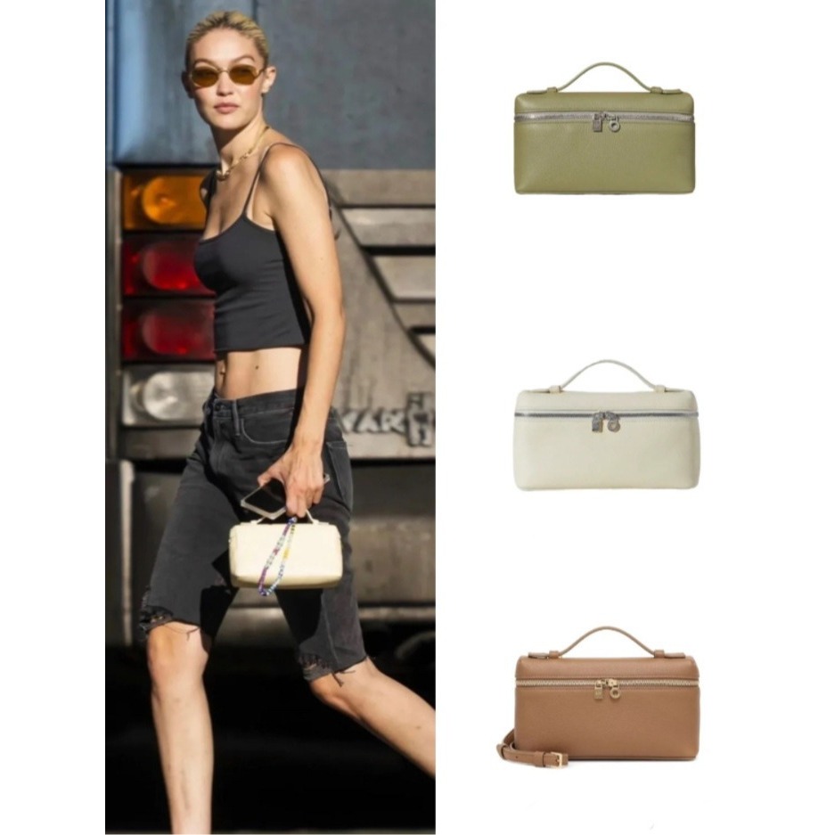 Lancheira Box Bag l * p19 Box Bag Bag Genuíno de Couro Saco Feminino gigi Same Style piana Portátil de um ombro