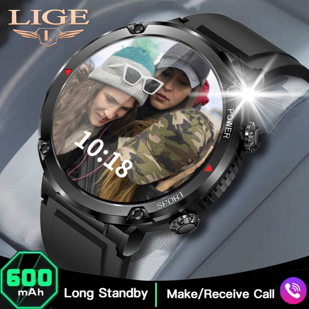 LIGE Relógio inteligente masculino 1,6 '' IPS HD tela Chamada relógios de pulso IP68 à prova d'água bateria de grande capacidade Smartwatch para Android e Ios em Oferta na Shopee
