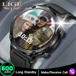 LIGE Relógio inteligente masculino 1,6 '' IPS HD tela Chamada relógios de pulso IP68 à prova d'água bateria de grande