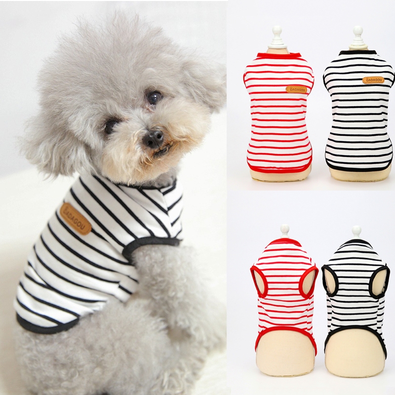 Casual Yorkshire Terrier Dog Clothes Summer Stripe Pet Sleeveless Vest Para Cães Pequenos Camisas mascotas Roupas