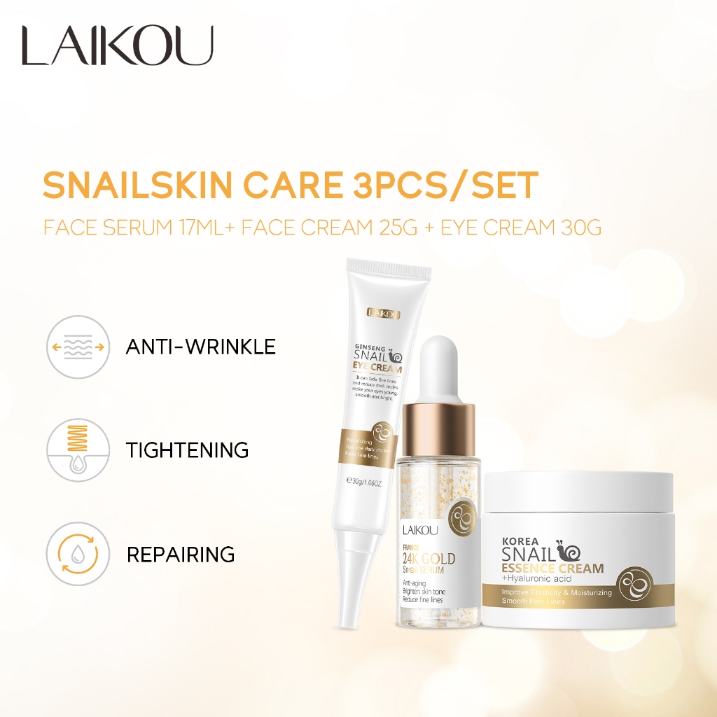 Conjunto cremes de caracol Laikou de Ouro 24k para reduzir rugas sardas