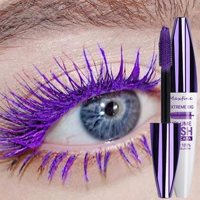 Máscara Colorida 5D Volume Estilo Duradouro À Prova D'água Quick Dry Blue Purple Curling Lengthen Long Eyelash Silk Extension Cream