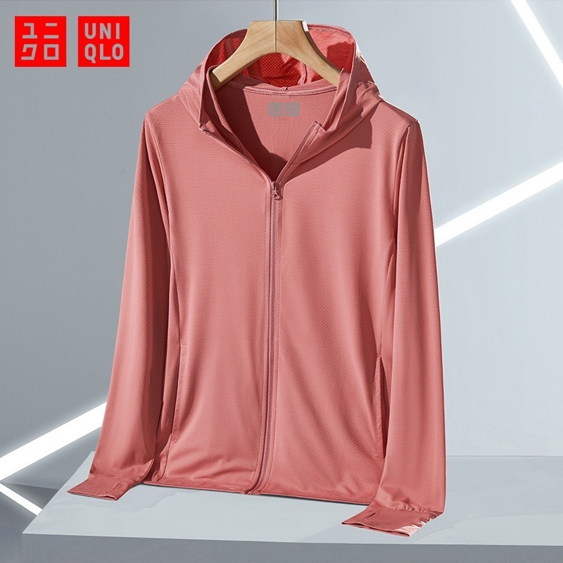 Uniqlo Feminino Verão Novo Respirável De Secagem Rápida Esportes Caminhadas Jaqueta Com Capuz Protetor Solar Esportiva