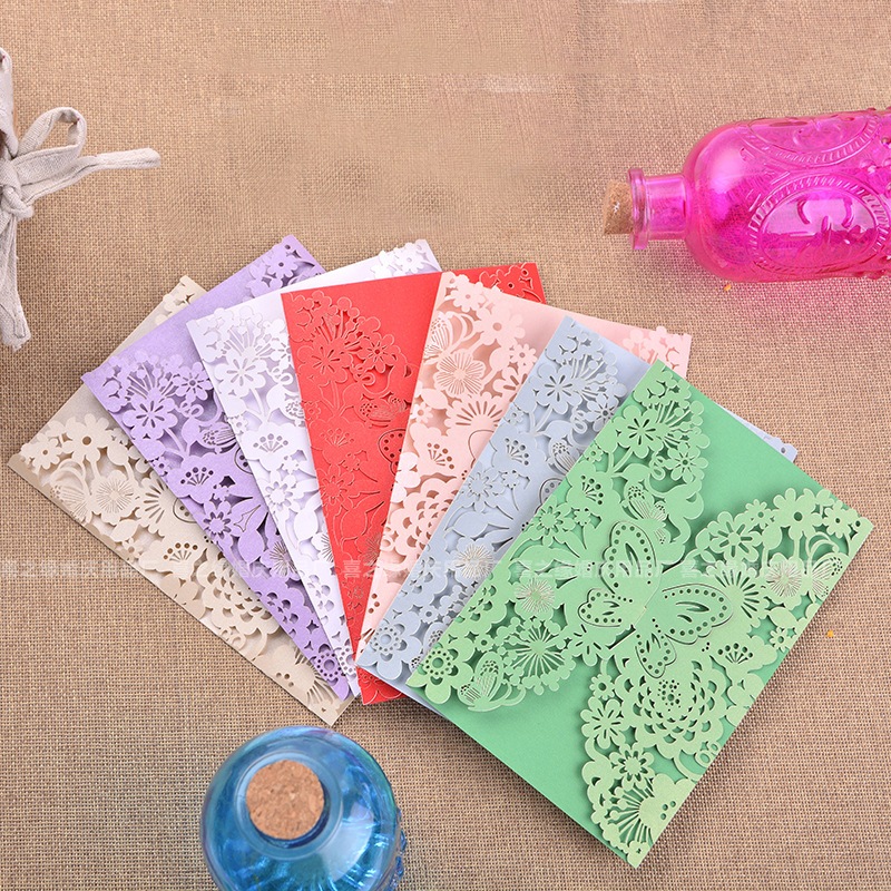 10Pcs/Set Delicadas Borboletas Esculpidas Românticas Convites De Festa De Casamento Envelope em Oferta na Shopee