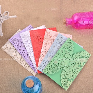 10Pcs/Set Delicadas Borboletas Esculpidas Românticas Convites De Festa De Casamento Envelope em Oferta na Shopee