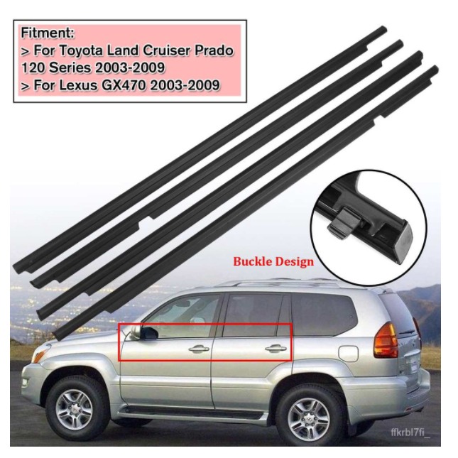 4 Unidades Para Toyota Land Cruiser 120 Prado 2003-2009 LEXUS GX470 Weatherstrips Cintos De Porta Selam Tiras Climáticas