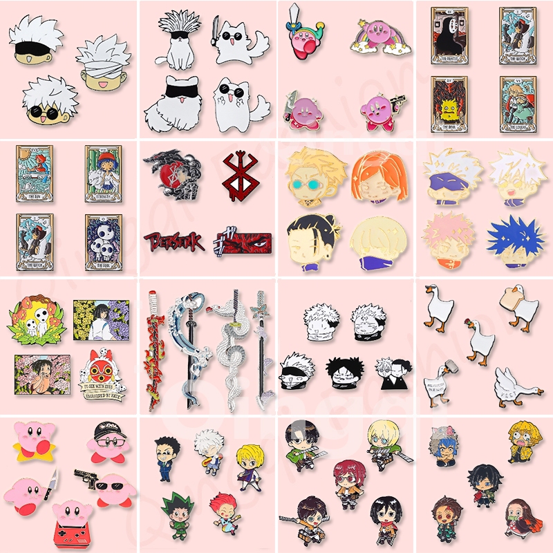 2-5Pcs Coleção Anime Pins Esmalte Conjunto De Broches De Cartoon Jujutsu Kaisen Caçador De Demônios Crachás Acessórios Presente Para Amigos