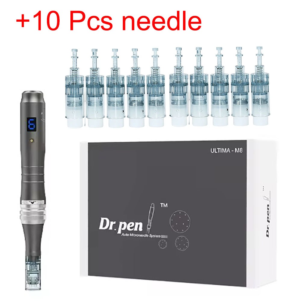 Caneta Dr Sem Fio Ultima M8 Com Cartucho De Agulha De 10 Unidades Microagulha Elétrica Der...